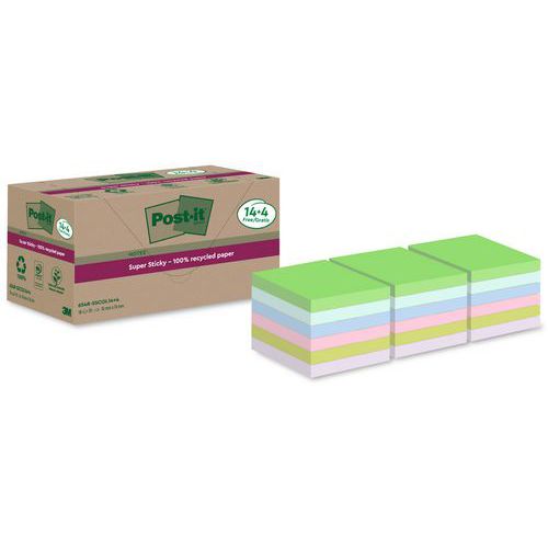 Super Sticky-anteckningar återvunna 76x76mm 14 + 4 blandade block Super Sticky-anteckningar återvunna 76x76mm 14 + 4 blandade block