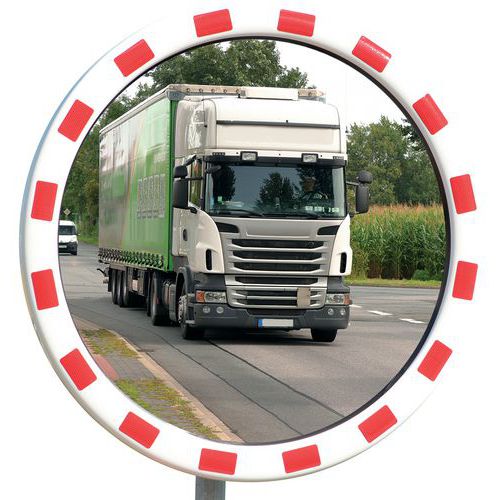 Trafikspegel polykarbonat med röd/vit ram - Dancop