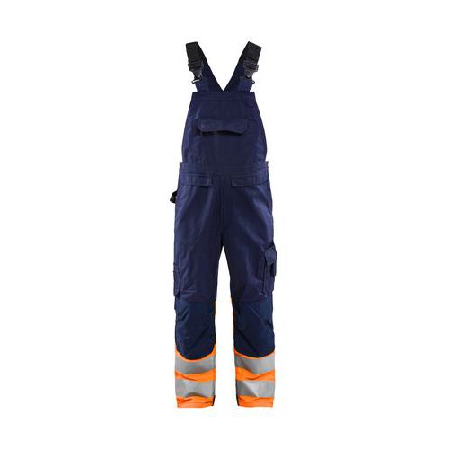 Hängselbyxor varsel Marinblå/Varselorange